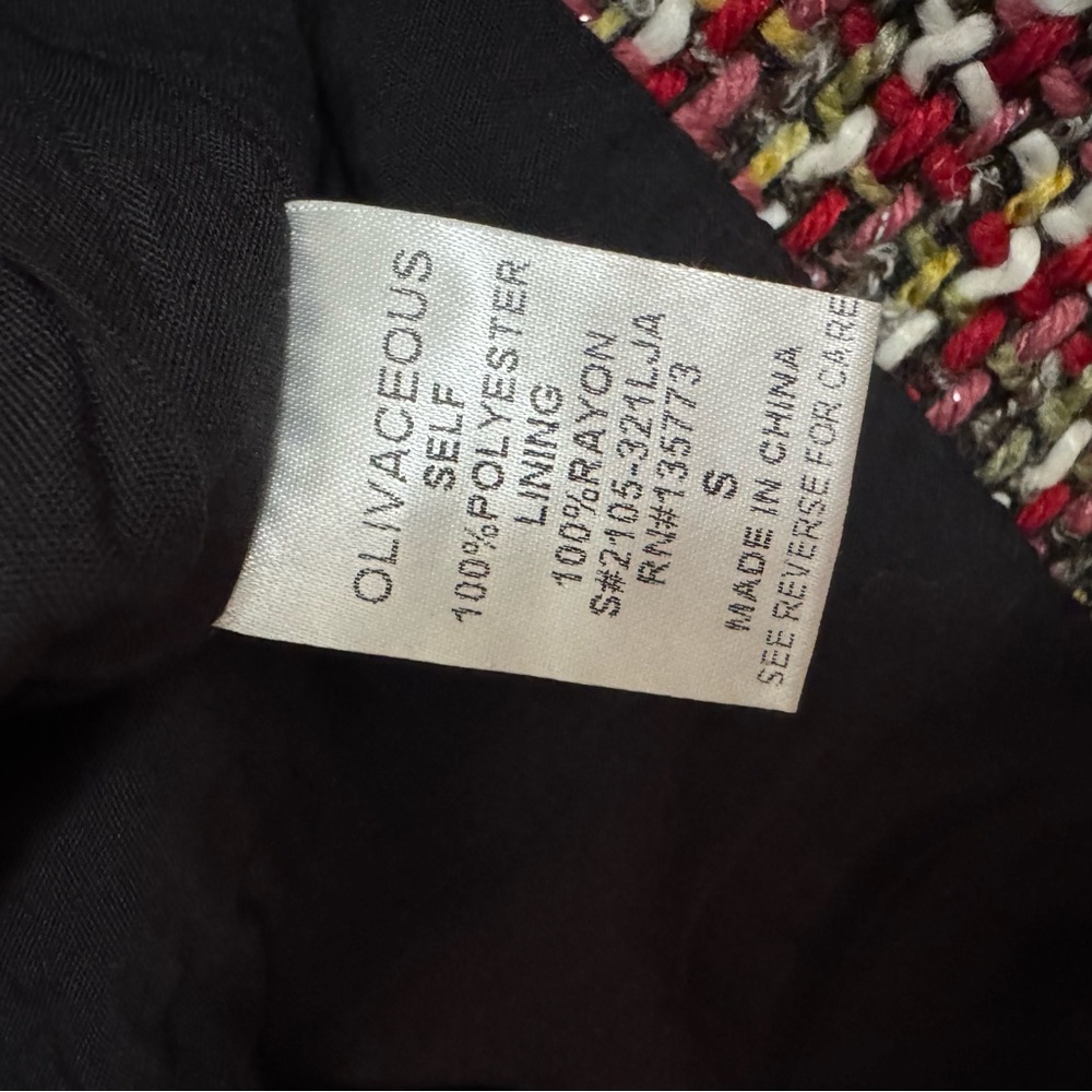 Olivaceous Red Tweed Fringe Trim Blazer - Picture 7 of 7